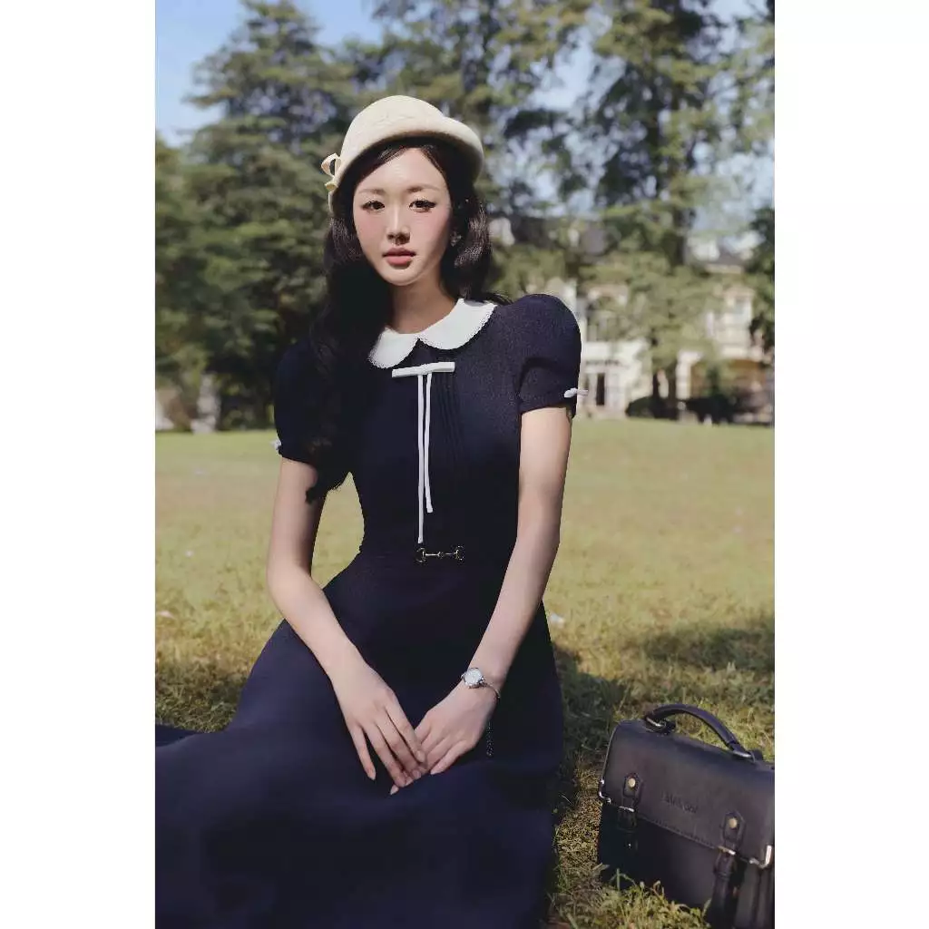 Váy Nữ Dáng Dài Cổ Sen Phối Nơ SOLEIL - Juno Dress VD151 - Ảnh 3