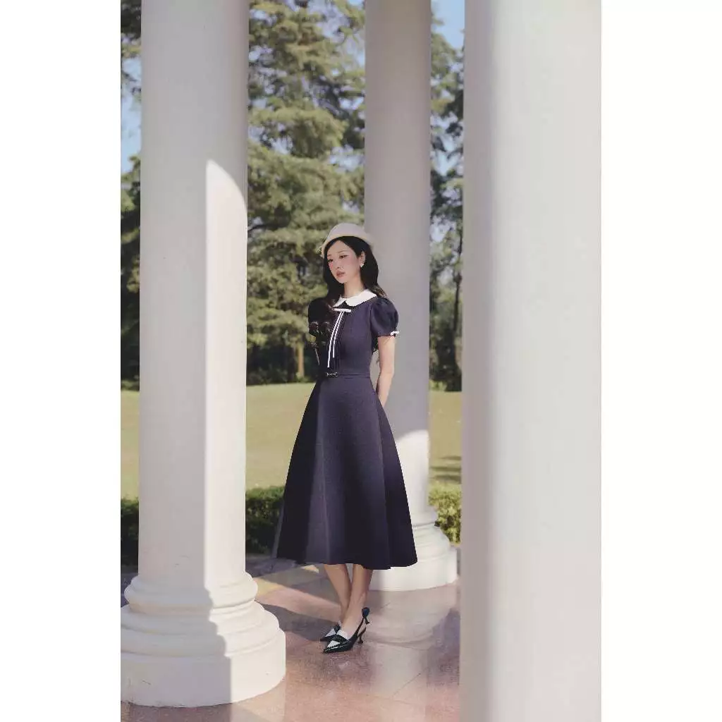 Váy Nữ Dáng Dài Cổ Sen Phối Nơ SOLEIL - Juno Dress VD151 - Ảnh 5